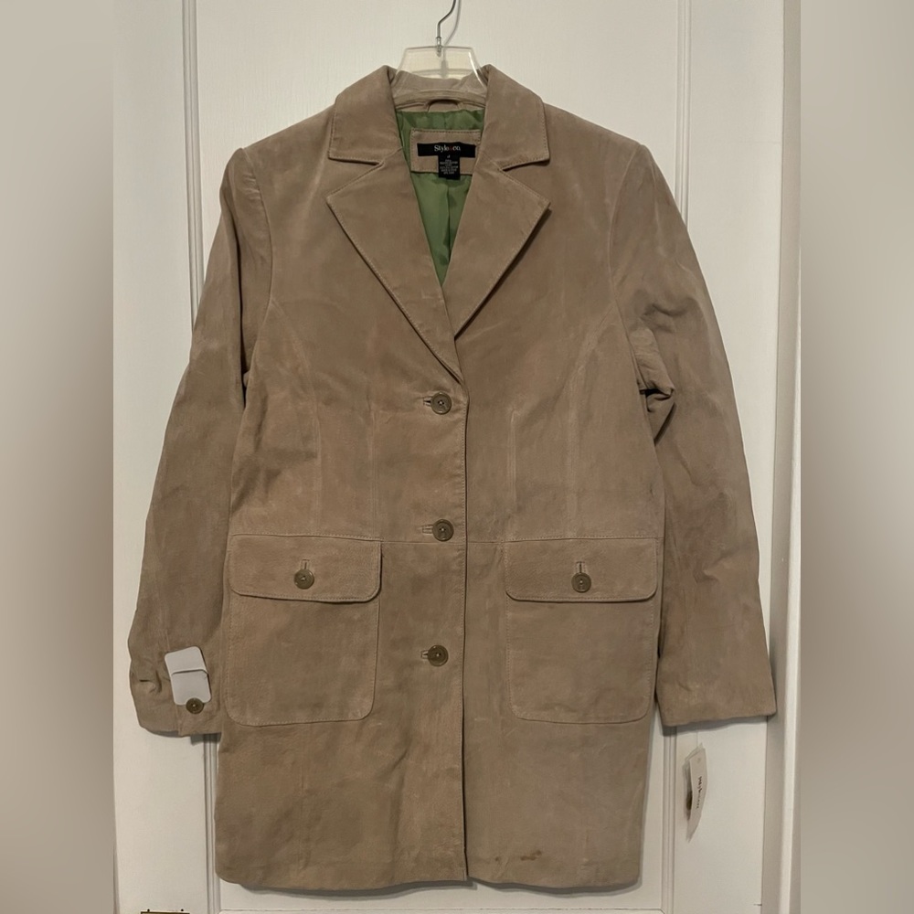 Style & Co Tan Women’s Suede Long Jacket Size Medium